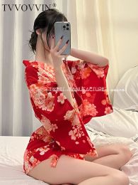 Robe Sexy TVVOVVIN Cosplay Japonais Mignon Imprimé Kimono Taille Haute Mini Robe Chaude Sexy Kawaii Rose Robe Rouge Haut Pour Femme 2022 Été J0P