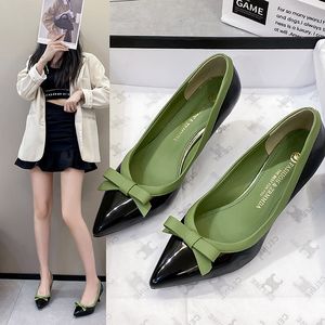 Chaussures habillées talons hauts Sexy Colorblocking mode chaussures pour femmes bout pointu talon fin noir vert talon nœud papillon 230921