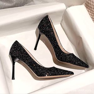 Robe chaussures chaussures cristal sexy lit talons hauts paillettes mariage banquet luxe 9 cm talon à la mode 231017