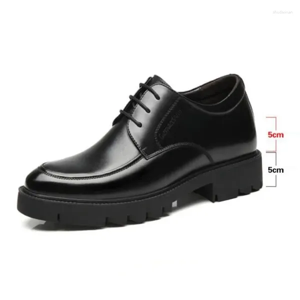 Chaussures habillées 10 cm Extra haut ascenseur hommes en cuir véritable hauteur augmentant décontracté affaires caché talon compensé mâle mariage