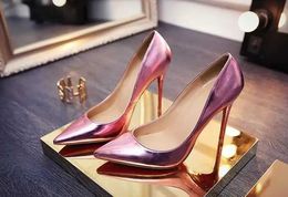 Chaussures habillées 12cm / 10cm / 8 cm Shinning Pospers Pumps Prom Prom Shoes sexy femme Gold High Heel Wedding 35-43 H240423