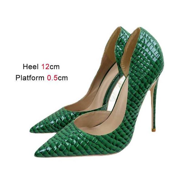 Zapatos de vestir 12 cm en relieve solo sexy punta puntiaguda mujeres fiesta de noche tacones altos nueva oficina de verano resbalón verde en bombas de estilete qxgw h240321