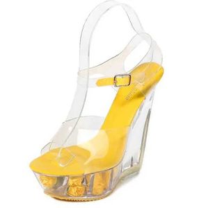 Chaussures habillées 2019 nouvelles dames sandales à talons hauts 14 cm PVC transparent Stiletto été Wedge femme fête femmes H24032502