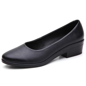 Jurk schoenen 2021 hakken voor vrouwen ondiep kantoor werk loafers ronde neus zachte comfortabele casual handige slip op lopen