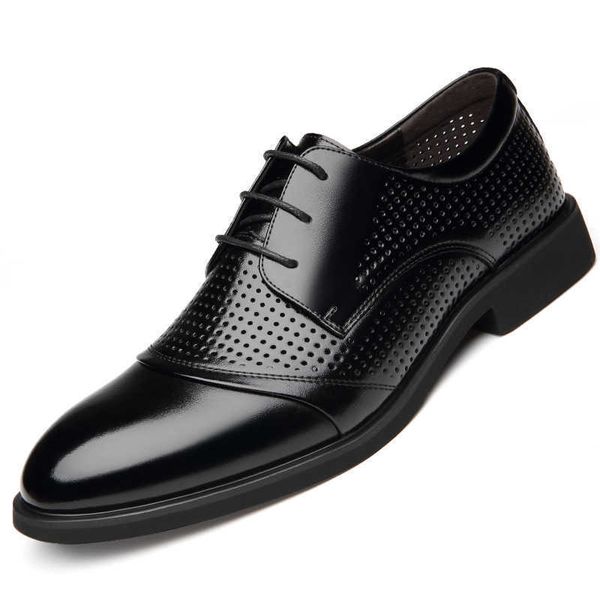 Chaussures habillées 2021 hommes été chaussures en cuir véritable hommes chaussures habillées qualité doux homme respirant trou chaussures pour homme Zapatos Hombe R230227