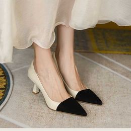Dress Shoes 2021 Nieuwe Spring Autumn Pointed Toe Basic Pumps Women Shollow 6 cm High Heel Mody Mixed Colors Party Ladies Shoes Maat 34