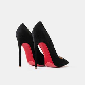 Chaussures habillées 2022 Automne Nouvelles chaussures à talons hauts pour femmes Sexy pointues en daim rouge brillant bas pompes tempérament à la mode chaussures de mariage peu profondes