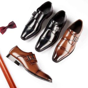 Chaussures habillées 2022 nouvelles chaussures d'affaires en cuir hommes britanniques robe formelle messieurs bureau unique professionnel mariage jeunesse 220802