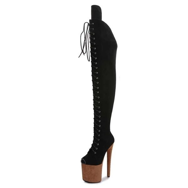 Zapatos de vestir 2022 Peep Toe Boots Stripper de polo dance tacones altos Mujeres Sexy Show Party Club 20 CM Plataforma Zip Lace-Up H240321GGB6908E