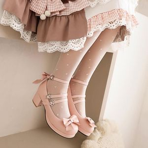 Dress Shoes 2022 Lente vrouwen plus maat 22-27,5 cm voet lengte boog buckle schattig lolita preppy mode all-match anime