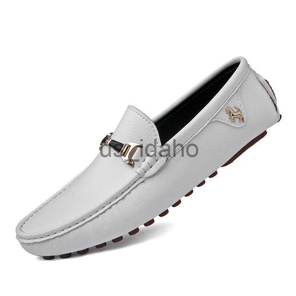 Chaussures habillées 2022 mocassins blancs hommes chaussures en cuir faites à la main noir décontracté conduite appartements bleu mocassins à enfiler bateau chaussures grande taille 46 47 48 J230808