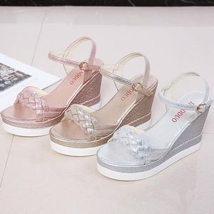 Dress Shoes 2022Female Fashion Open Toe Sandals Silver Women Wedges Platform Party Womandress