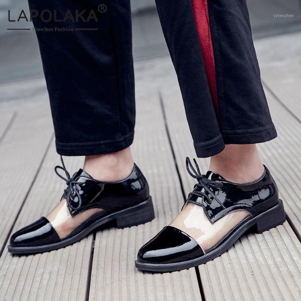 Zapatos de vestir 2023 Llegadas Lapolaka Estilo británico Moda Mujer Bombas Cordones Punto Negro Blanco INS Lujo Ocio Damas1