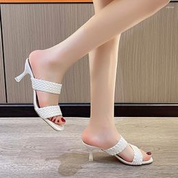 Sapatos formais 2023 Moda Feminina Manguito com cadarço Sandálias Femininas Diariamente Femininas Salto Agulha Zapatos