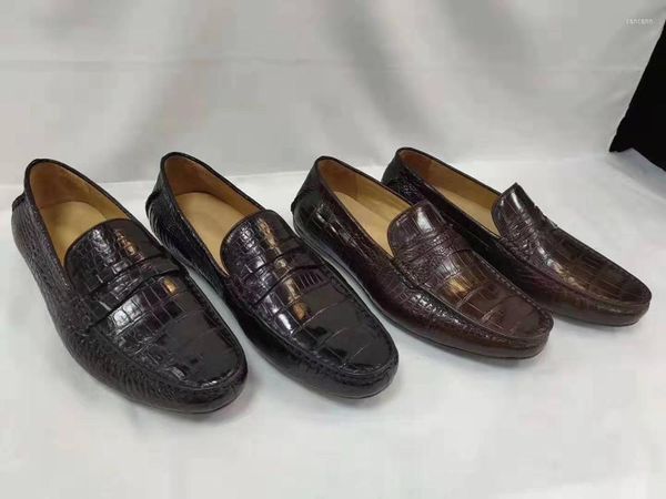 Chaussures habillées 2023 véritable peau de ventre de Crocodile Mamen Sneaker mode loisirs plat quotidien chaussure Crocodile couleur noire