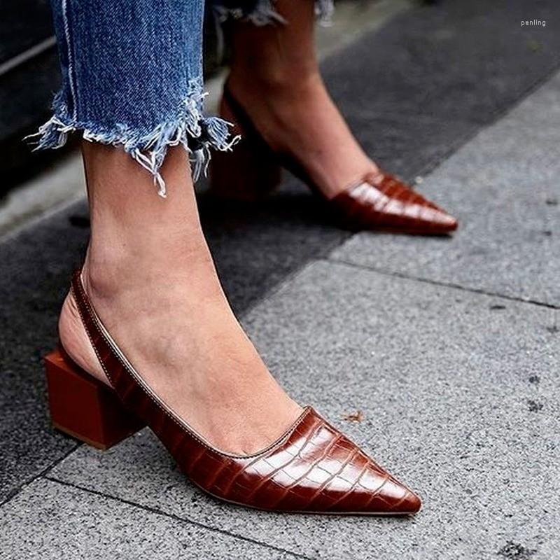 Dress Shoes 2023 Ladies Slingbacks Women's High Heels Summer Office Pumps Women Solid Pointed Toe Closed Sandals