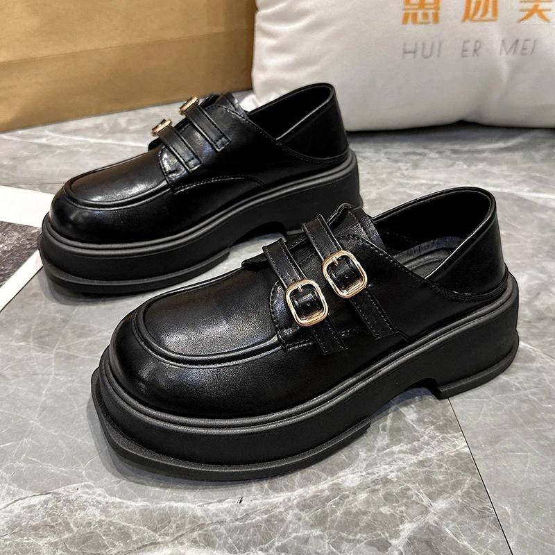 Dress Shoes 2023 Lolita Chunky Loafers Women Platform Japanese JK Uniform Leather College Girls Casual Shoe