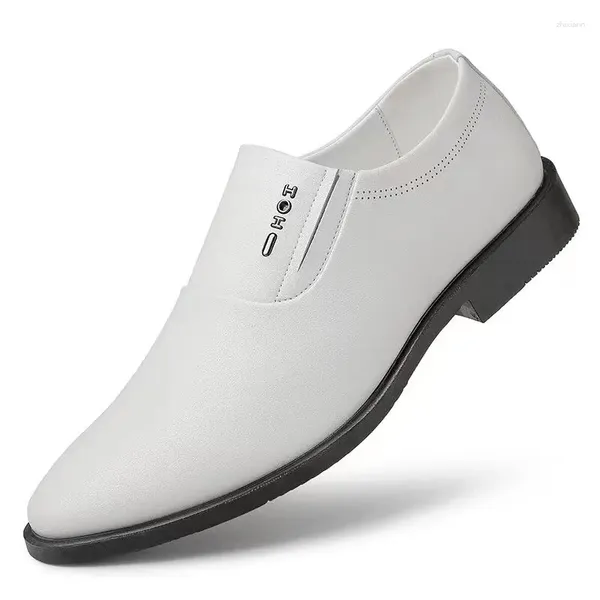 Chaussures habillées 2023 Ly Hommes Qualité Cuir Verni Blanc Mariage Taille 38-44 Noir Homme Doux