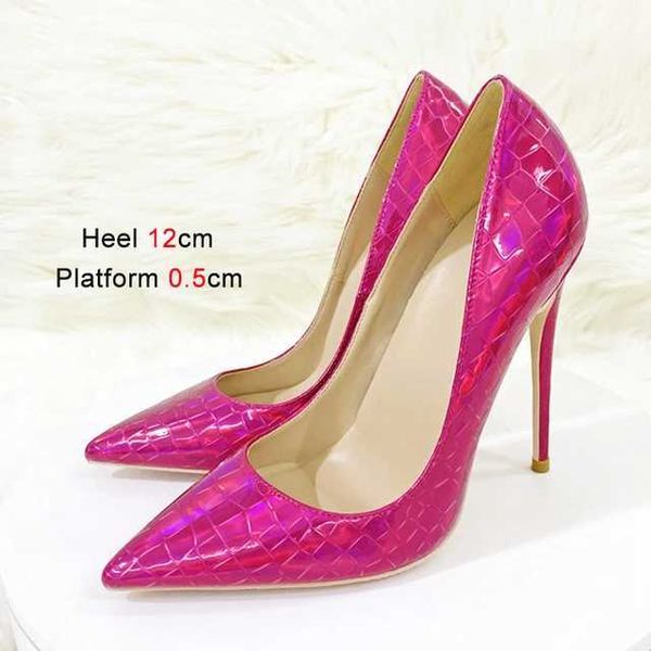 Zapatos de vestir 2023 Nuevo cambio Patrón de piedra de color Heels de 12 cm Tacón delgado puntiagudo Mujeres holográficas de la boca holográfica Pumpsmxg7 H240321