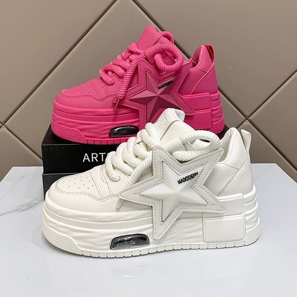 Chaussures de robe 2023 Nouveau printemps Femmes Chunky Sneakers Designer Papa Plate-forme Ulzzang Cuir Automne Respirant Casual Sport 231011