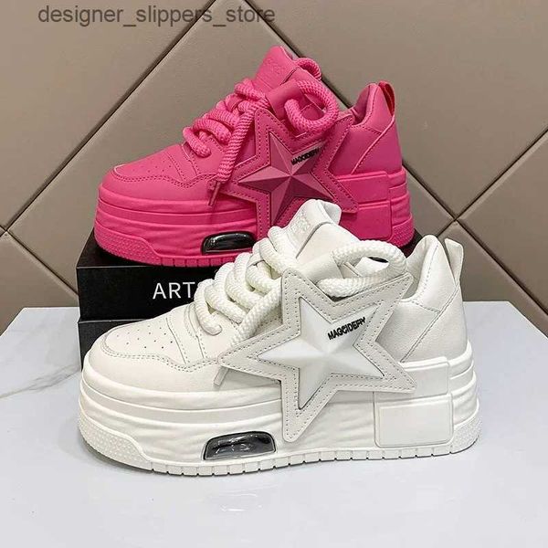 Dress Shoes 2023 Nouveau printemps femmes chaussures de sport courtes et grosses chaussures de papa chaussures plate-forme Ulzzang chaussures en cuir automne respirant chaussures de sport décontractées Q240316