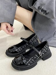 Sapatos de vestido 2023 primavera outono salto grosso retro mary jane lolita faculdade meninas casuais japonês jk couro