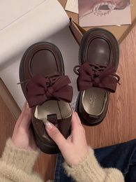 Chaussures habillées 2023 printemps automne femmes marron rétro fond épais nœud Lolita collège filles japonais JK chaussure en cuir