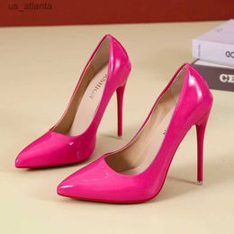 Chaussures habillées 2023 Spring Super High 12cm Stiletto Talons pompes Femmes Pointed Toe Florescence Patent Cuir Office Thin Talon H240403