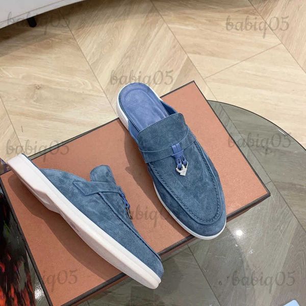 Zapatos de vestir 2023 Verano Nuevas mujeres LP Pisos Italiano Marca de lujo Diseñador Ante Hombres Casual Moda Zapatillas T231125