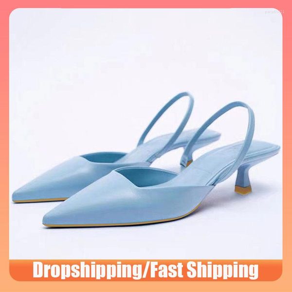 Zapatos de vestir 2023 verano punta estrecha Sexy tacones finos sandalias mujer Slingback un Pedal tacón alto mujer desnuda