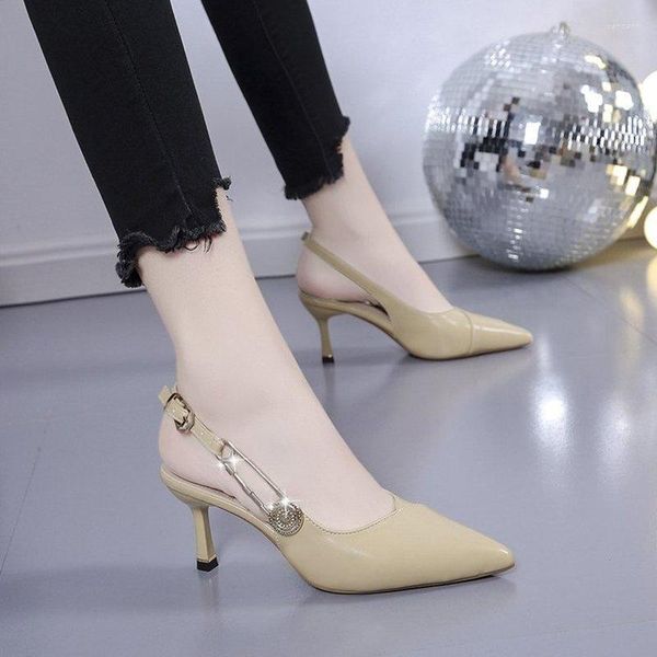 Chaussures habillées 2023 été Style sandales femme Stiletto creux avec daim pointu Sexy mode coréenne talons hauts automne