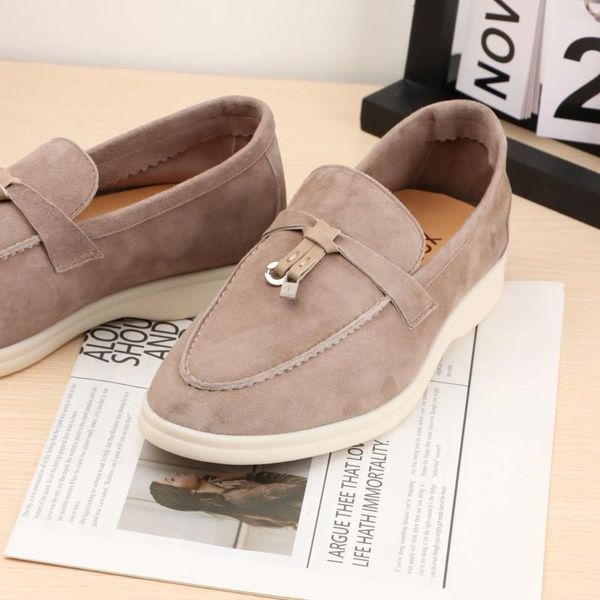 Zapatos de vestir 2023 Summer Suede LP Mocasines para hombres y mujeres Diseñador de marca Moda Cómodo Casual