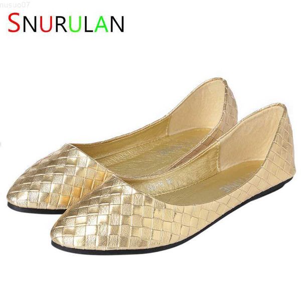 Zapatos de vestir 2023, zapatos planos de tejido dorado y plateado, zapatos náuticos con punta en pico para mujer, mocasines cómodos de suela suave, zapatos de mujer morados L230721