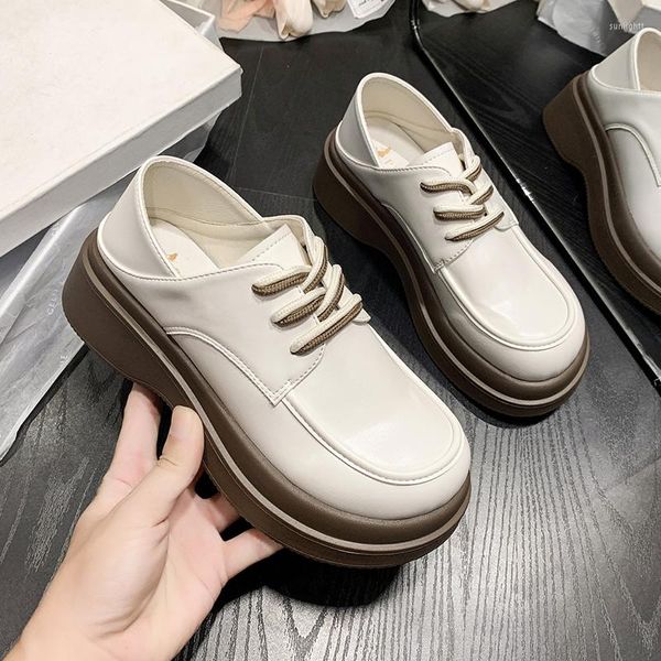 Zapatos de vestir 2023 Mujer Plataforma Cuña Chunky Sneaker Blanco Casual Cómodo Transpirable Primavera Otoño Estilo universitario