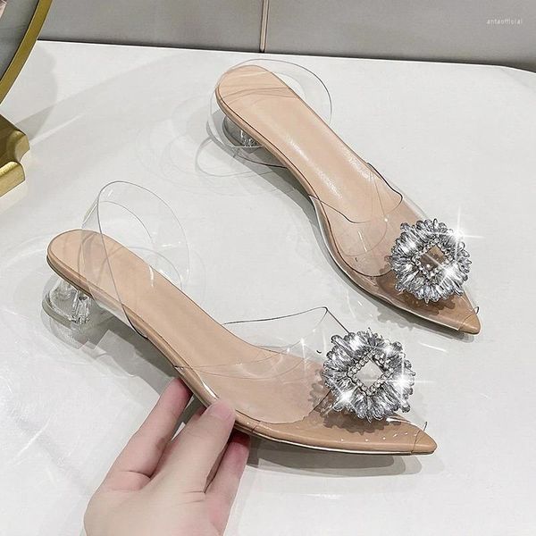 Robe chaussures 2024 arrivée bordeaux pointu sandales transparentes stiletto strass sexy baotou talons hauts mariage