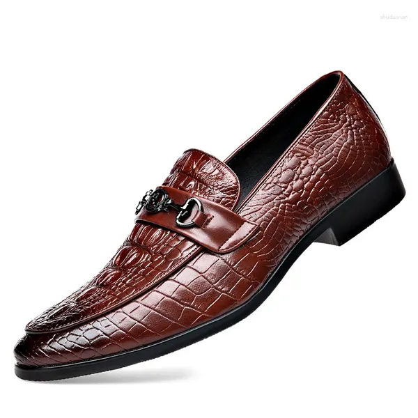 Chaussures habillées 2024 Business Suit pour hommes pour faire correspondre le pantalon pour le grain de crocodile en cuir