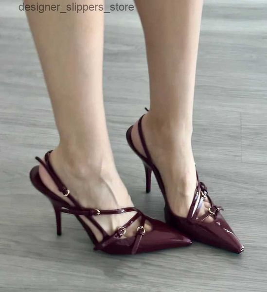 Zapatos de vestir 2024 Celebrity Elegance Tacones delgados Cabeza cuadrada pequeña Tacones altos Diseño único Sentido Una línea Sandalias de punta abierta envueltas Q240314