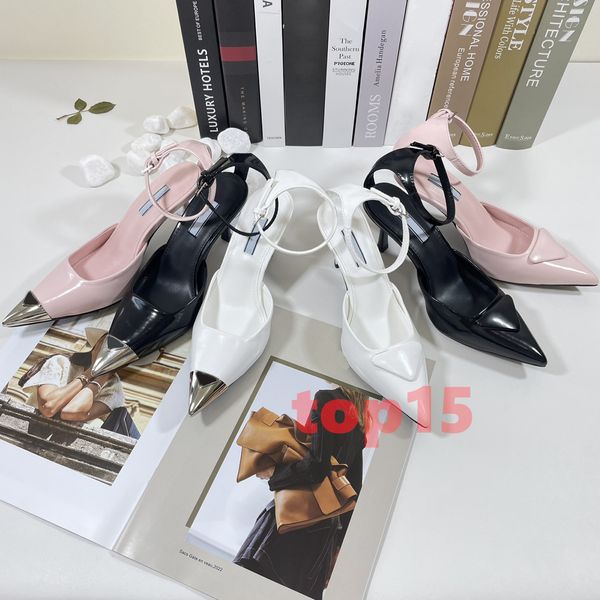 Chaussures habillées 2024 Sandales de créateurs Marques Slingbacks Talons hauts Mocassins Sandales Ballet Chaussures en cuir 7,5 cm Stiletto Nude Noir Rouge Pompes Gladiator Escarpins de marche