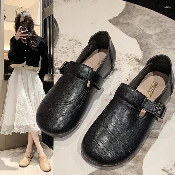 Chaussures habillées 2024 FACHIE CONFORME FEMMES CONCULTAT PREMENT CUIR SLOOD SUR FLAT Lady Cool Soft Spring Summer Work Bureau