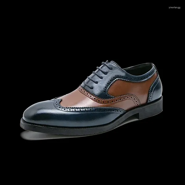 Zapatos de vestir 2024 hecho a mano para hombre Wingtip Oxford cuero Brogue clásico negocio zapato formal para hombres Zapatillas Hombre