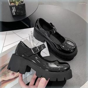 Zapatos de vestir 2024 Lolita Mujeres Mary Jane Vintage Girls Estudiantes JK JK UNIFORT PLATAFORMA DE TELA HIGA COSPLAY Tamaño más