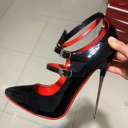 Chaussures habillées 2024 Ly 16cm Unisexe Talons hauts Black Black Ankle Sexy Red Inside Fetish Stilettos Intep Factory Personnalisez la pompe taille 46