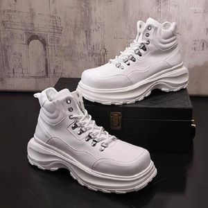 Kleding Schoenen 2024 Mannelijke Platform Hoge Top Mannen Trend Koreaanse Versie Van De Jeugd Kleine Witte Laarzen Korte 122