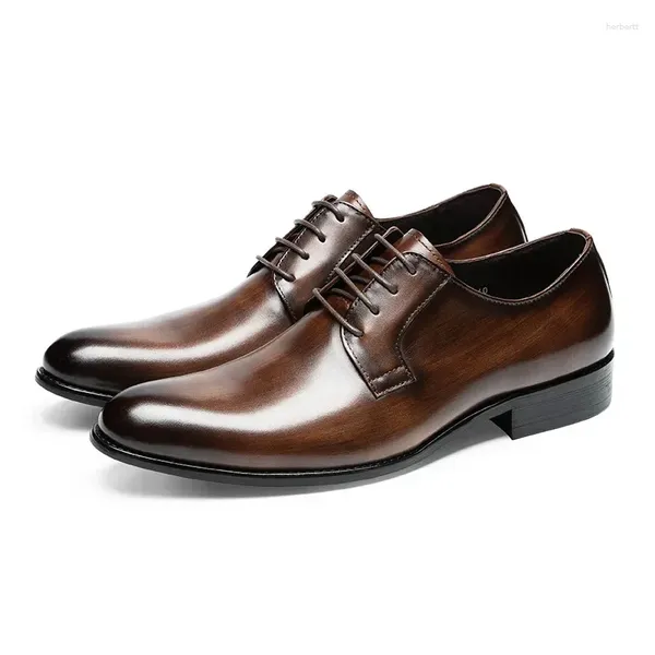 Zapatos de vestir 2024 Hombres de cuero genuino Negocio Elegante Caballero Oxford Simple Banquete de boda de estilo británico