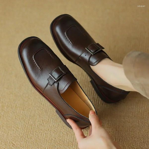 Chaussures habillées 2024 Oxford Femmes Cuir Split pour les mocassins de printemps Summer Blogues Pumps Retro Mesdames