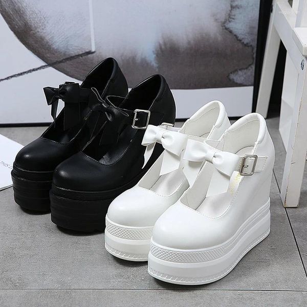 Zapatos de vestir 2024 Muffin casual coreano de primavera y verano Muffin salvaje de color blanco grueso de 14 cm de tacón súper alto