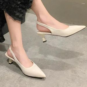 Robe chaussures 2024 printemps mode slip-on femmes talons hauts solide bouche peu profonde bureau sexy bout fermé sandales à bride arrière