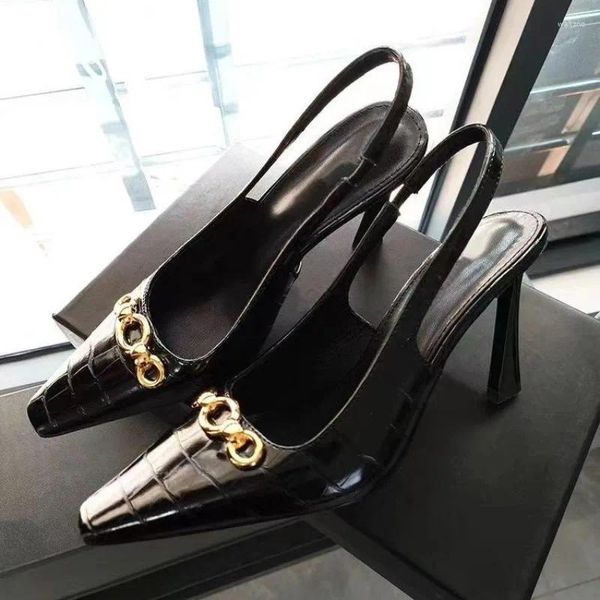 Chaussures de robe 2024 Sandales d'été Stiletto Noir Femme Grande Taille Bouche peu profonde Grandes filles Confort Talons hauts Automne Mules