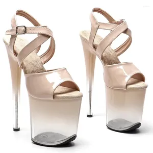 Chaussures habillées 20cm / 8 pouces brillantes Pu Upper Electroplate Plateforme High Heel Sandales Sexy Modèle Pole Dance 310