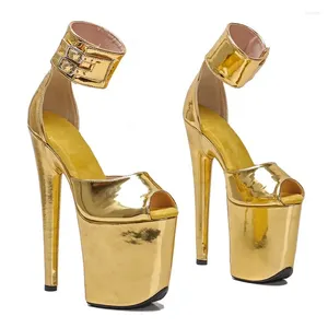 Chaussures habillées 20cm / 8 pouces brillantes Pu Upper Electroplate Plateforme High Heel Sandales Sexy Modèle Pole Dance 162